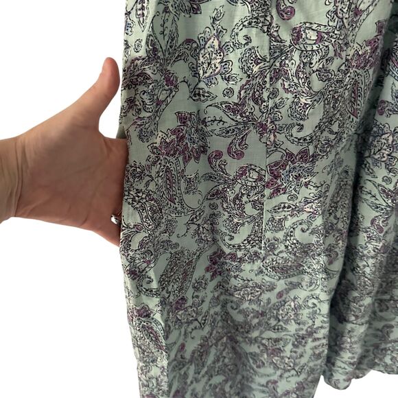 J. Jill Love Linen Blue and Purple Floral Paisley Short Sleeve Shift Dress M - Picture 5 of 9